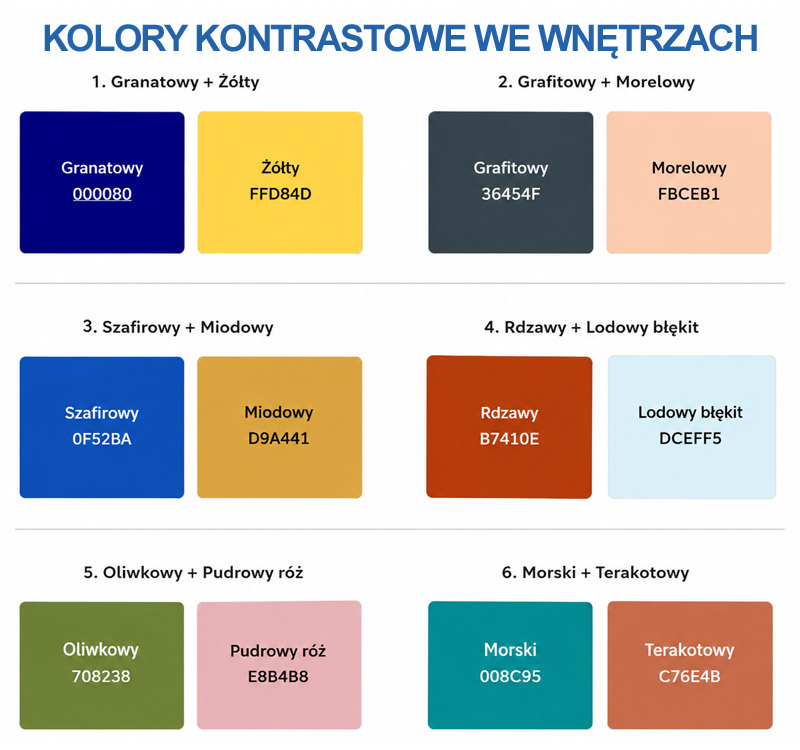 Kolory kontrastowe we wnętrzach