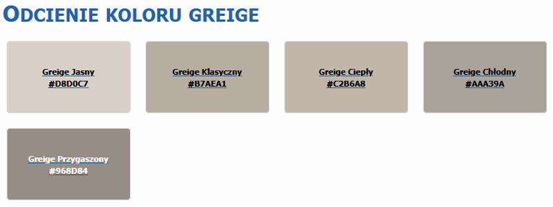 Odcienie koloru greige