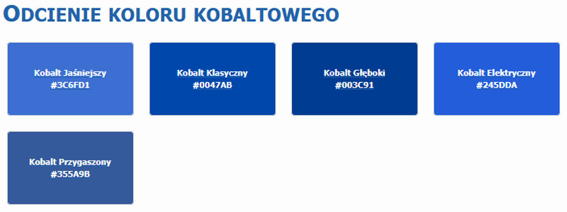 Odcienie koloru kobaltowego