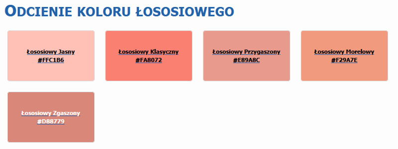 Odcienie koloru łososiowego