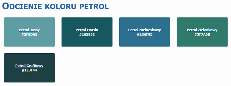 Odcienie koloru petrol