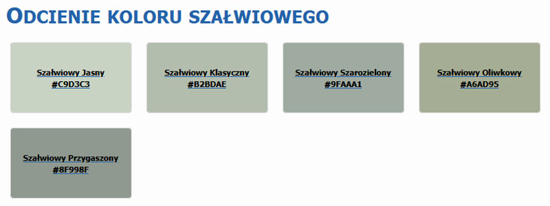 Odcienie koloru szałwiowego