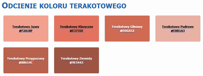Odcienie koloru terakotowego