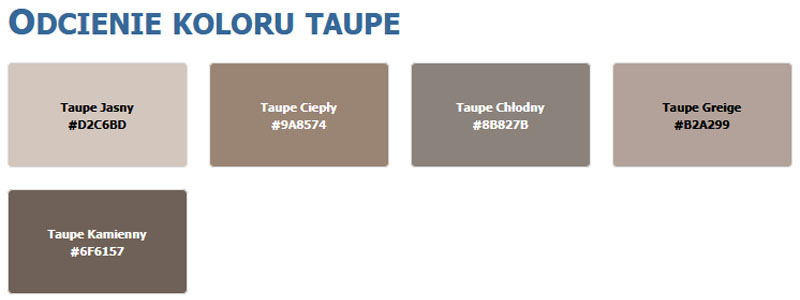 Odcienie koloru taupe